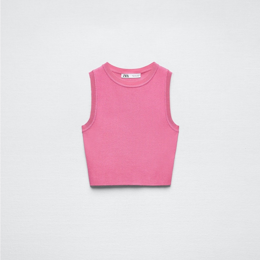 zara basic cropped knit fuchsia